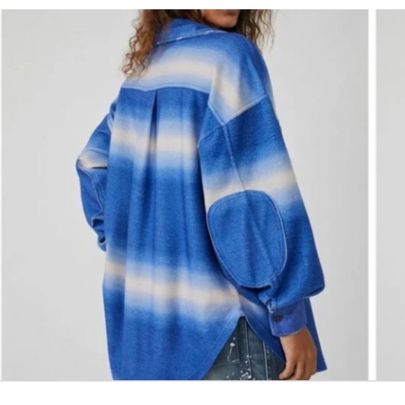 Free People Jackets & Blazers - Free people women printed ruby jacket deep sea combo size S oversized new